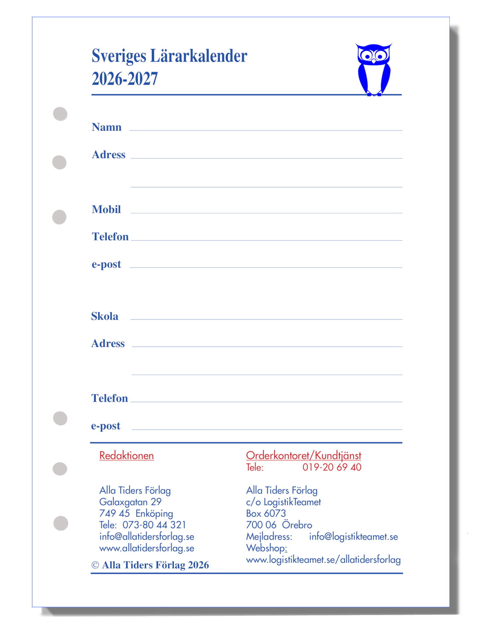 Sveriges L�rarkalender - Grundsats